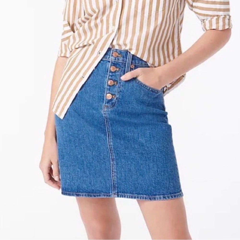 J. Crew Button Fly Denim Mini Skirt NWT Size 25